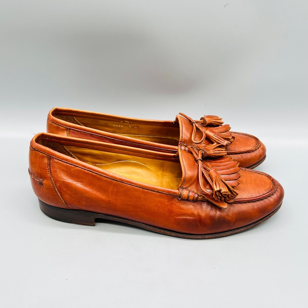 Cole Haan Loafers Mens 7 Brown Leather Tassel Kiltie Fringe Made in Italy Dress